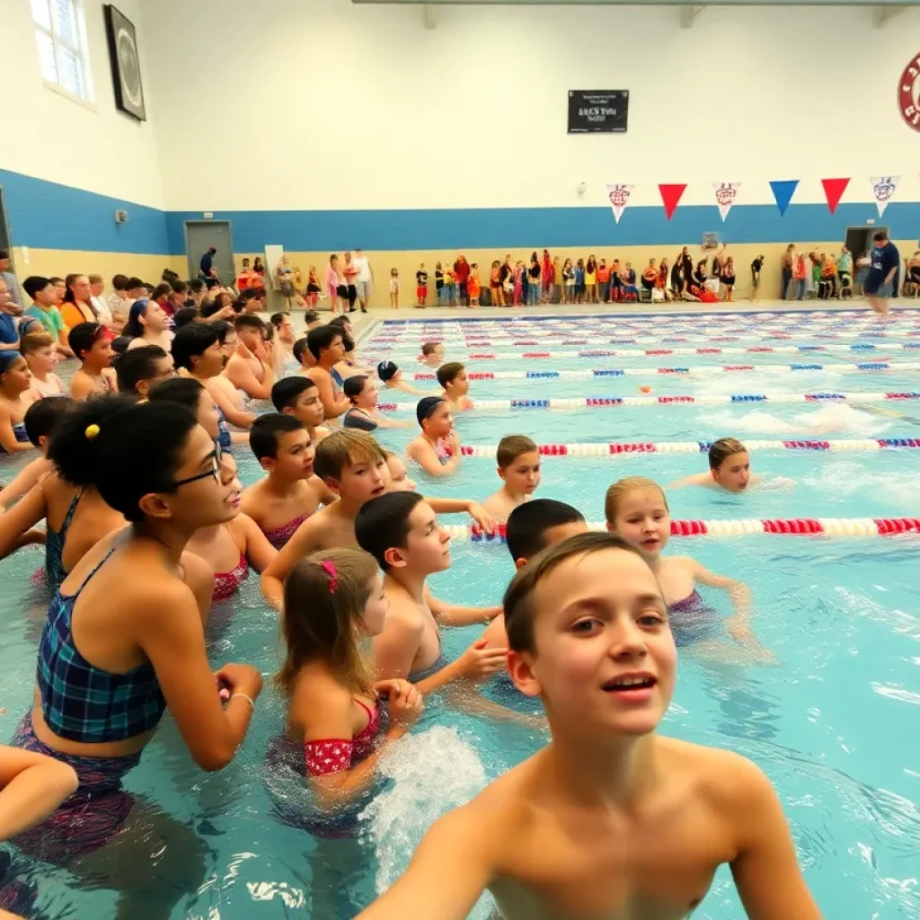 Swimmers competing at the Cedar Falls natatorium opening