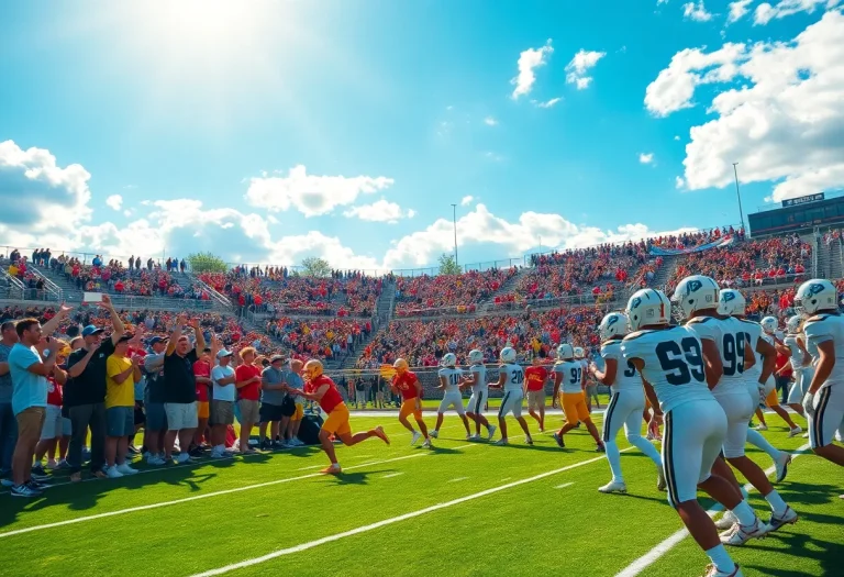 Fans cheering during a high school football game
