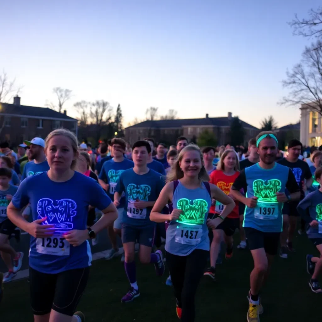 Community members participating in the Coach Mike Lawrence Twilight Run