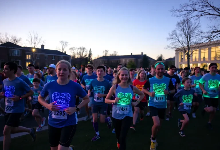 Community members participating in the Coach Mike Lawrence Twilight Run