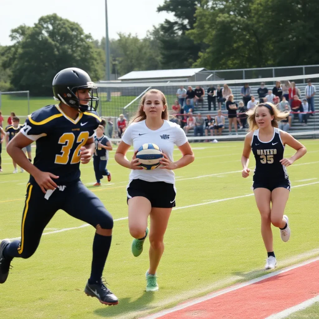 High school sports action at Coconut Creek with football and volleyball games.
