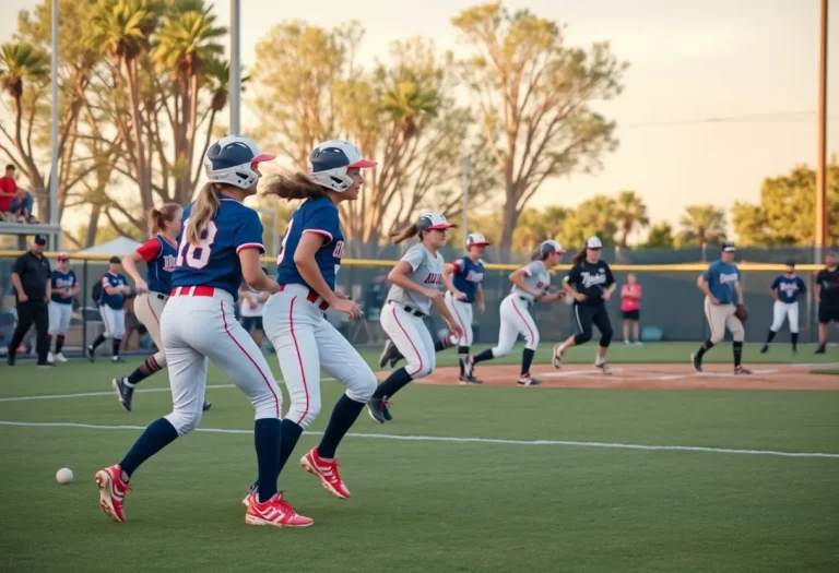Colorado high school softball teams competing on the field