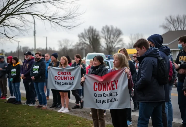 Community members support each other in the aftermath of a tragedy involving a high school cross country team.
