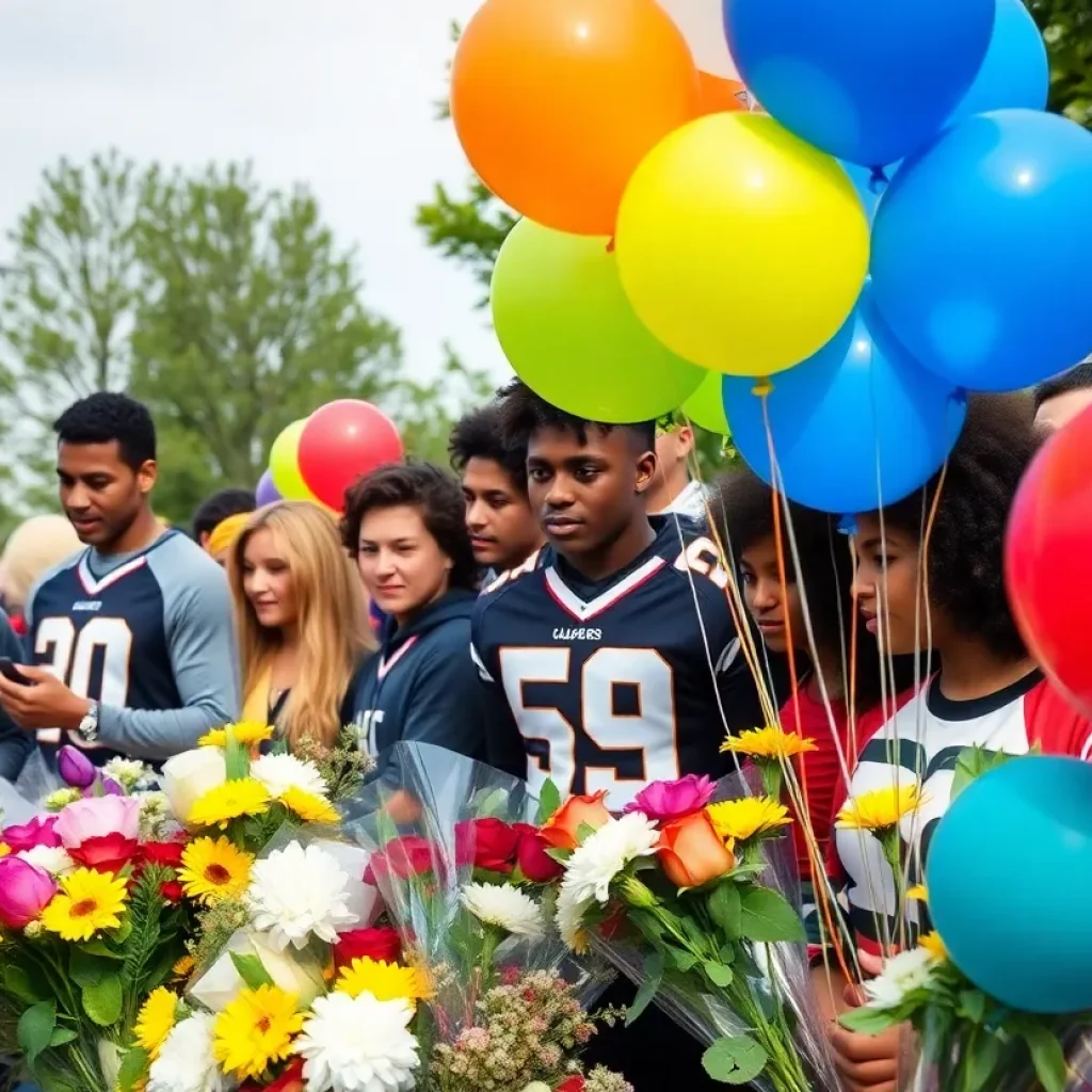 Community members gathered for a memorial tribute to E.E. Smith football players.
