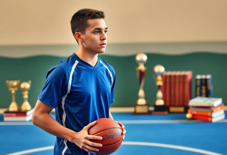 High school athlete demonstrating sportsmanship and academic achievement.