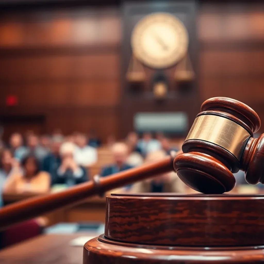 Gavel in courtroom representing legal proceedings