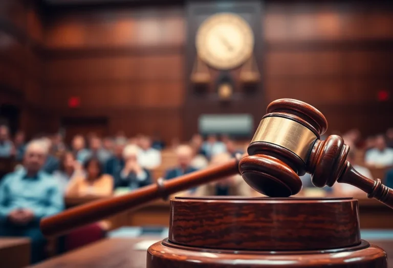 Gavel in courtroom representing legal proceedings