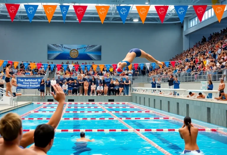 Swimmers competing at Detroit Lakes swimming meet