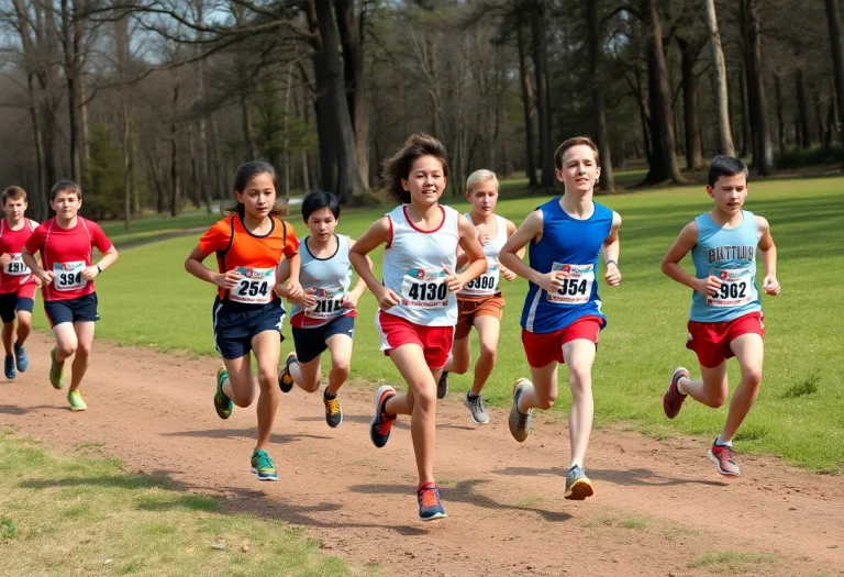 Cross country runners in action at a district meet