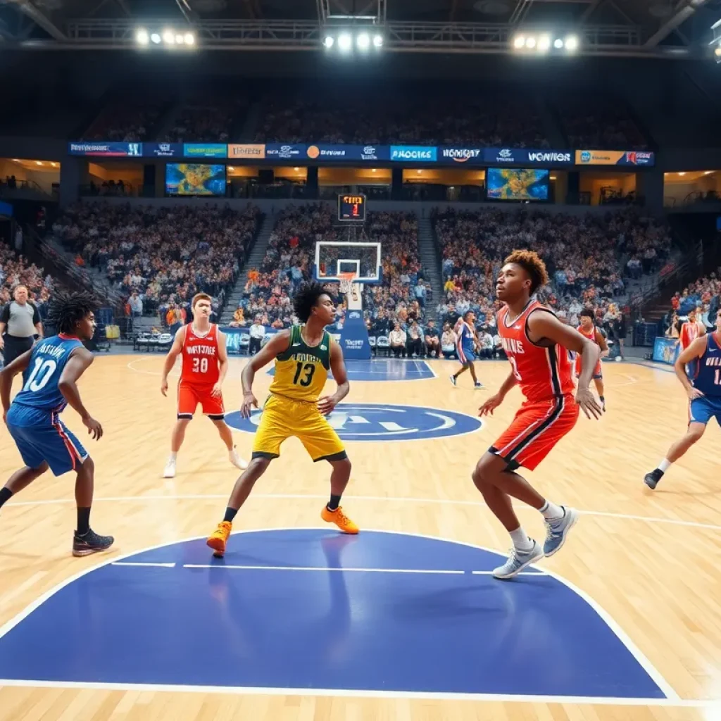 Duke Basketball players showcasing teamwork and skills on the court