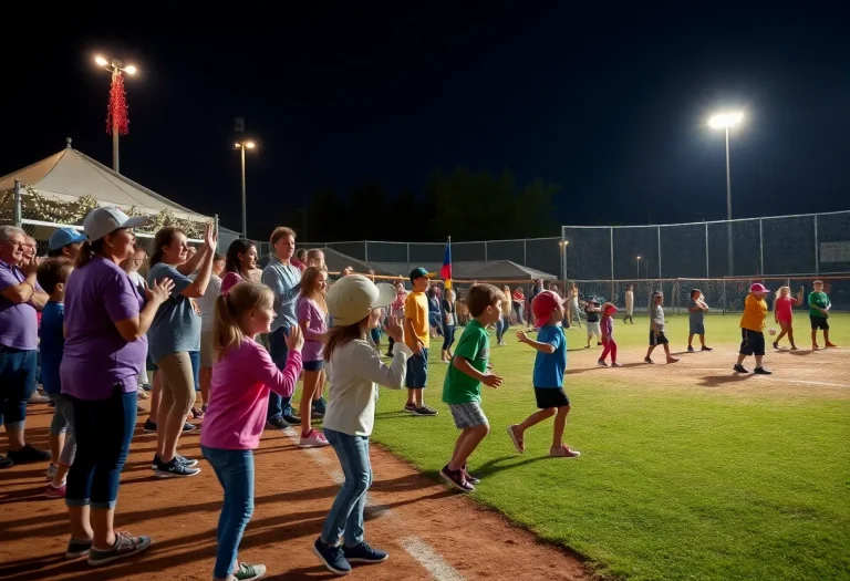 Children enjoying softball activities at East Greenwich Softball Night