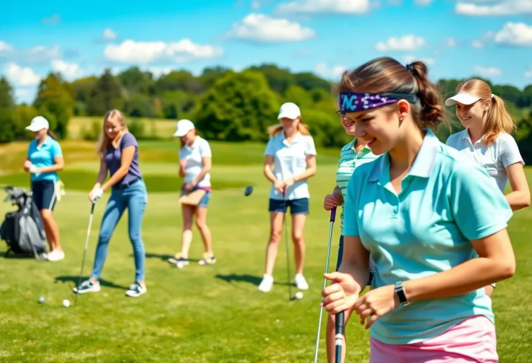 Effingham High School golf team members practicing on the course