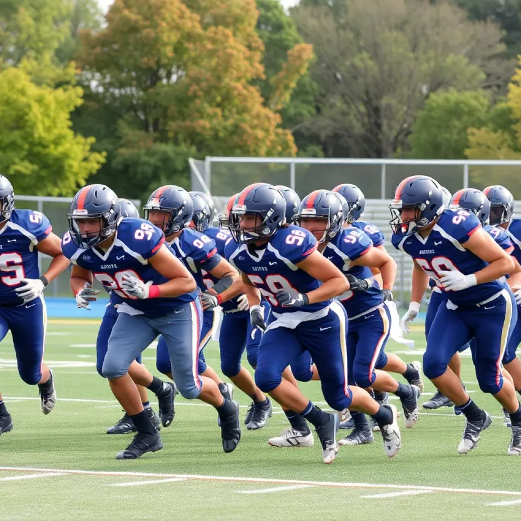 High school football players in action during a game in El Paso.