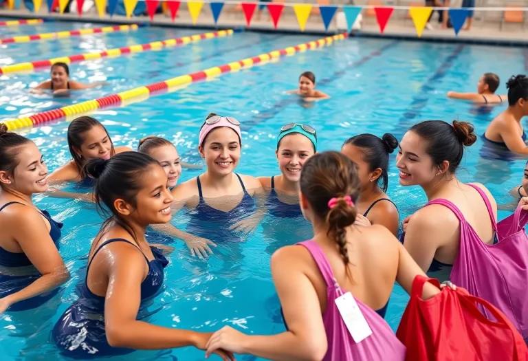 Elmira High School girls swimming team in action at the pool