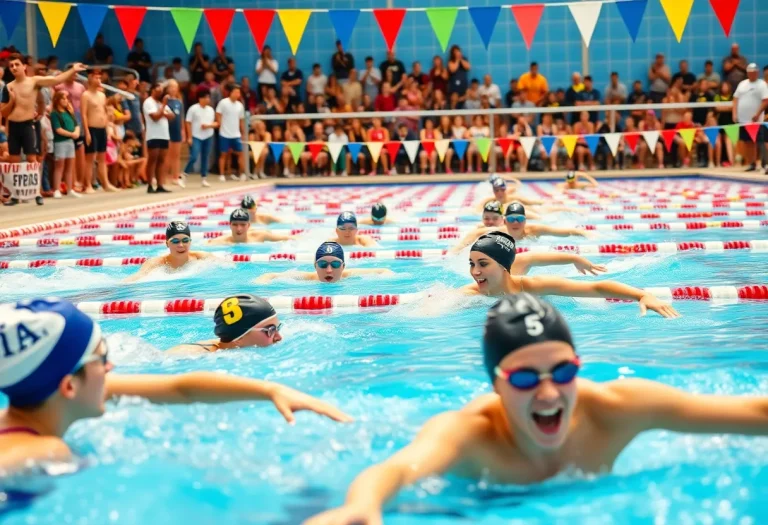 High school swimmers competing at the Fish Bowl tournament