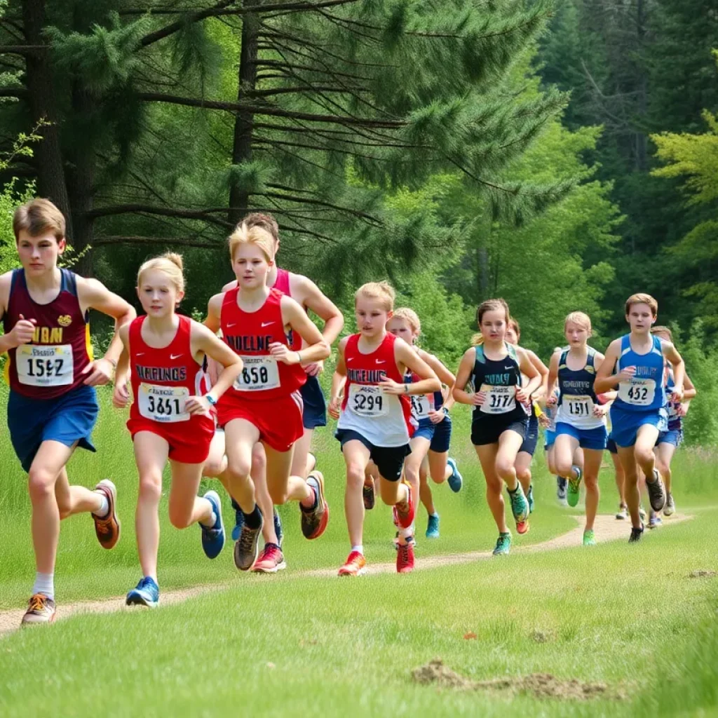 Cross country runners from Florence High School competing at a race.