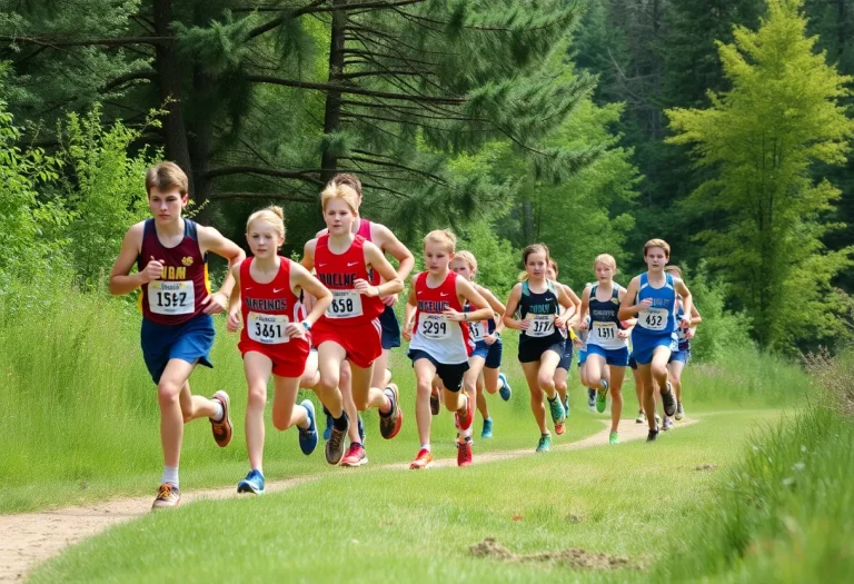 Cross country runners from Florence High School competing at a race.