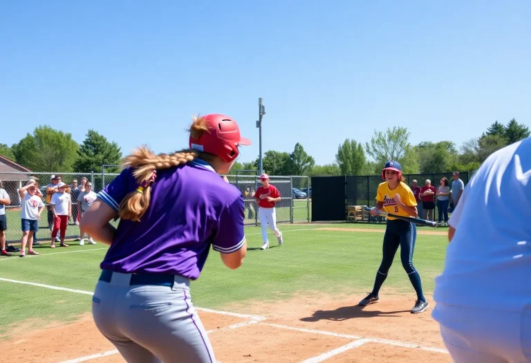 High school softball players in action during playoffs