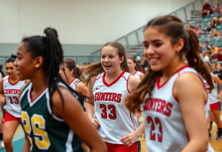 Girls competiting in a high school sports event, promoting inclusivity and teamwork.
