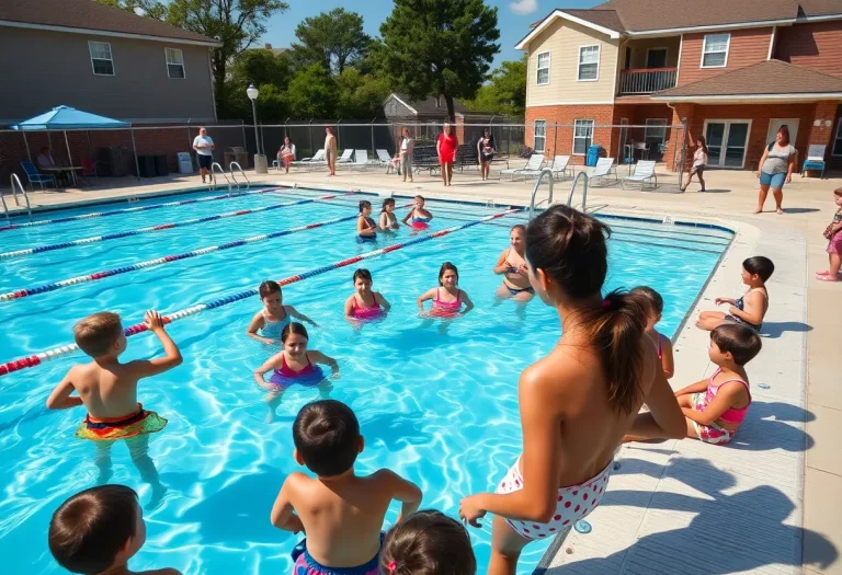 Residents enjoying the reopened Heights High pool in Cleveland Heights