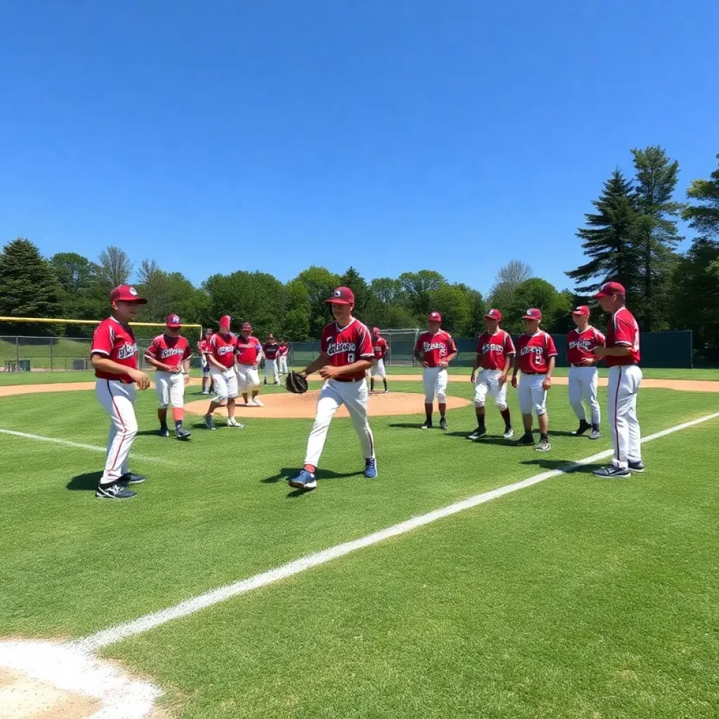Players practicing on Hickman High School baseball field