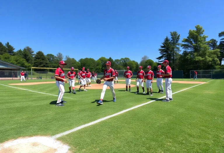 Players practicing on Hickman High School baseball field
