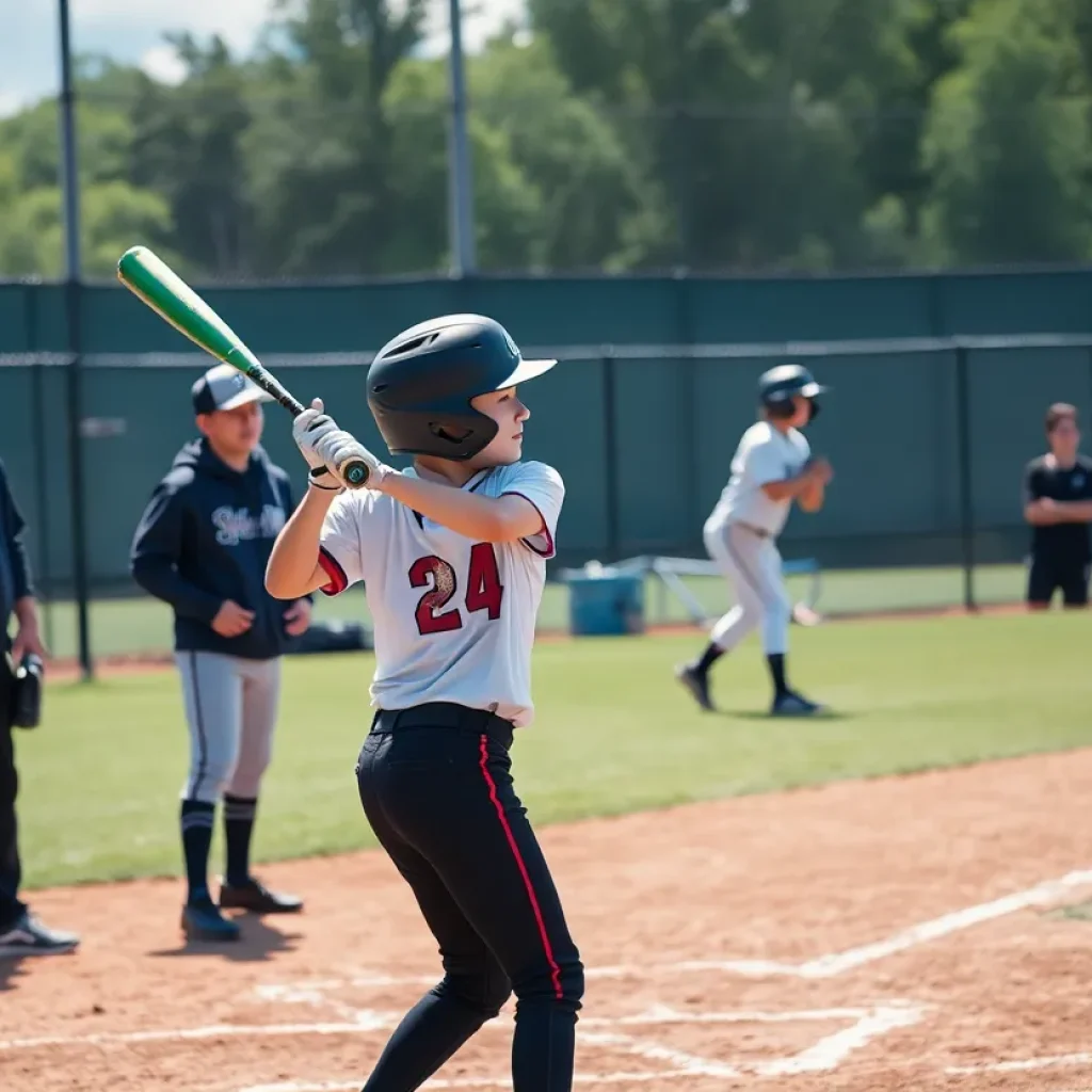 Young players showcasing their baseball skills at a scout event