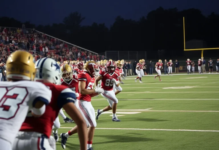 High school football players competing during a game in Los Angeles.