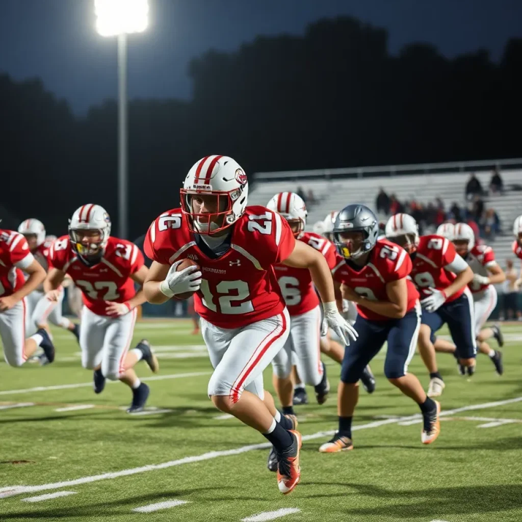 Players in action during a high school football game
