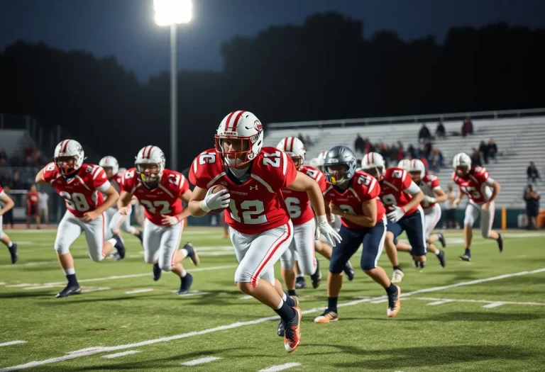 Players in action during a high school football game