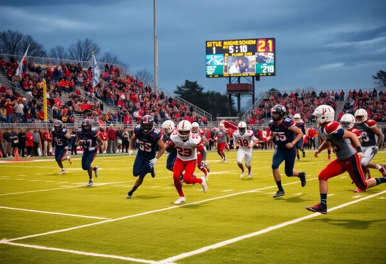 High school football players in a game
