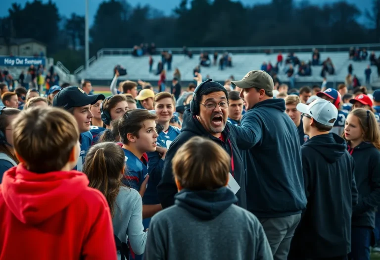 A brawl at a high school football match illustrating unsportsmanlike conduct