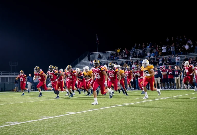 Exciting high school football game in Ohio with players and crowd