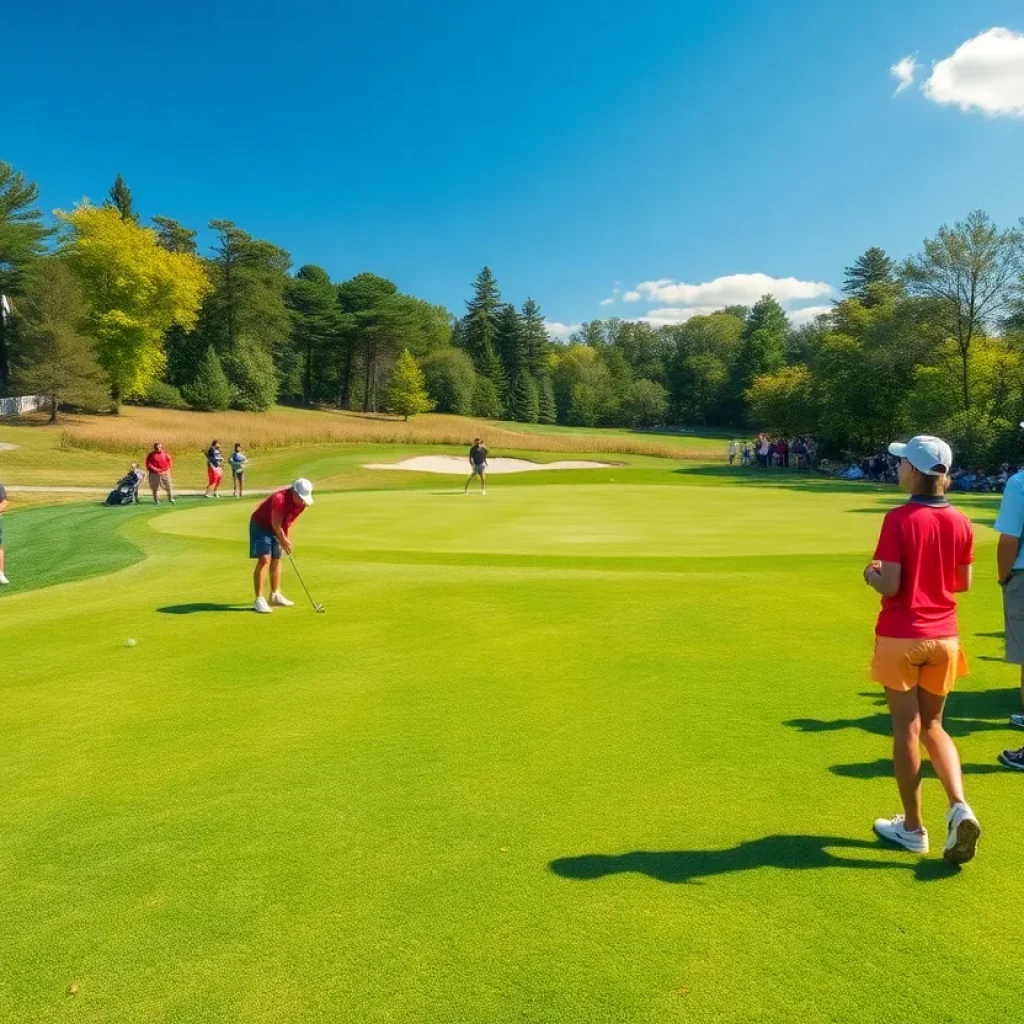 Young golfers competing during Eastern Massachusetts high school golf sectionals.