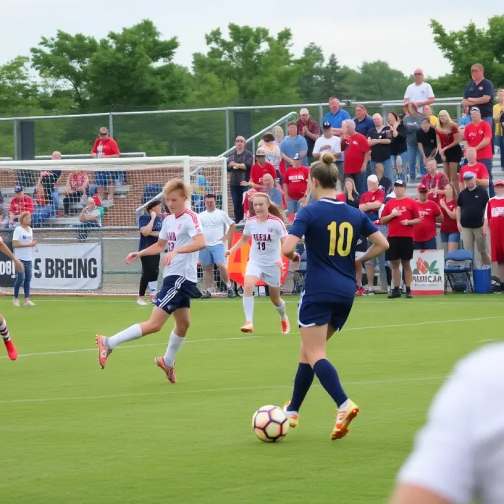 Students competing in a high school soccer game in Paducah.