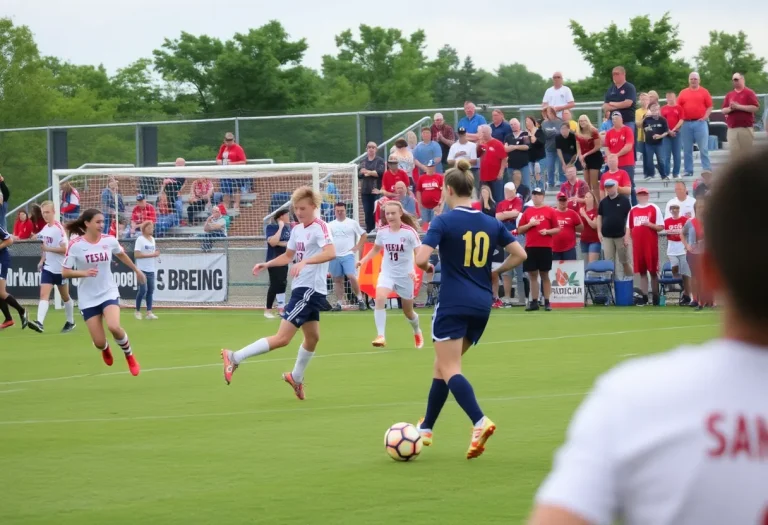 Students competing in a high school soccer game in Paducah.