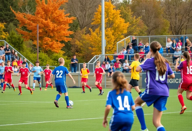 High school soccer players competing on the field during the quarterfinals.