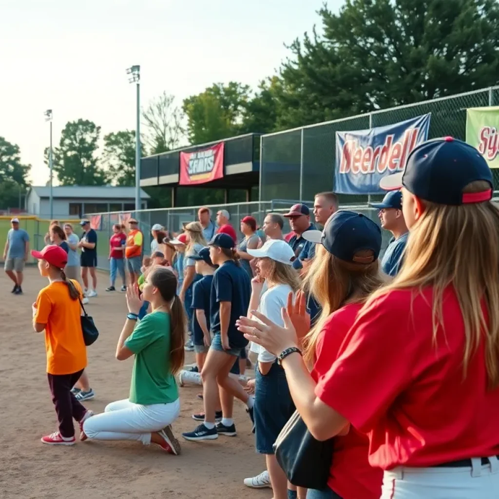 Players competing in a high school softball game at Aurora Sports Park