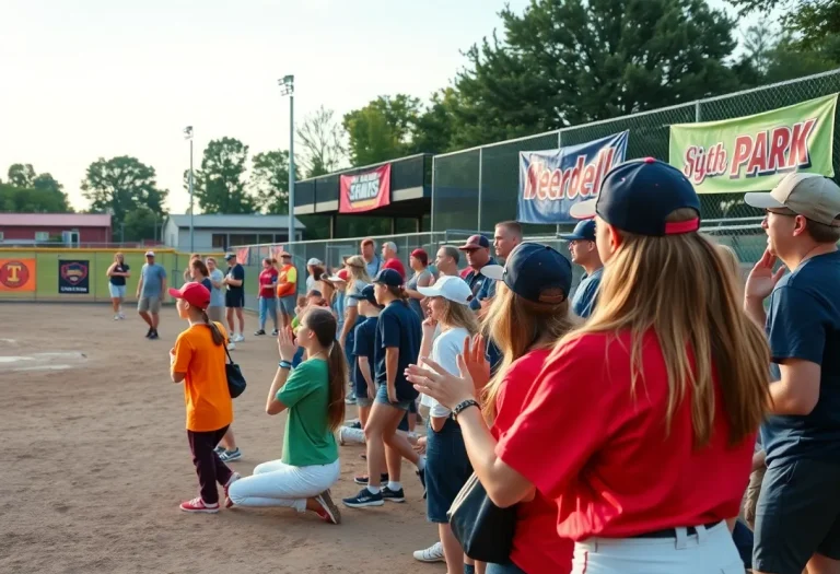 Players competing in a high school softball game at Aurora Sports Park