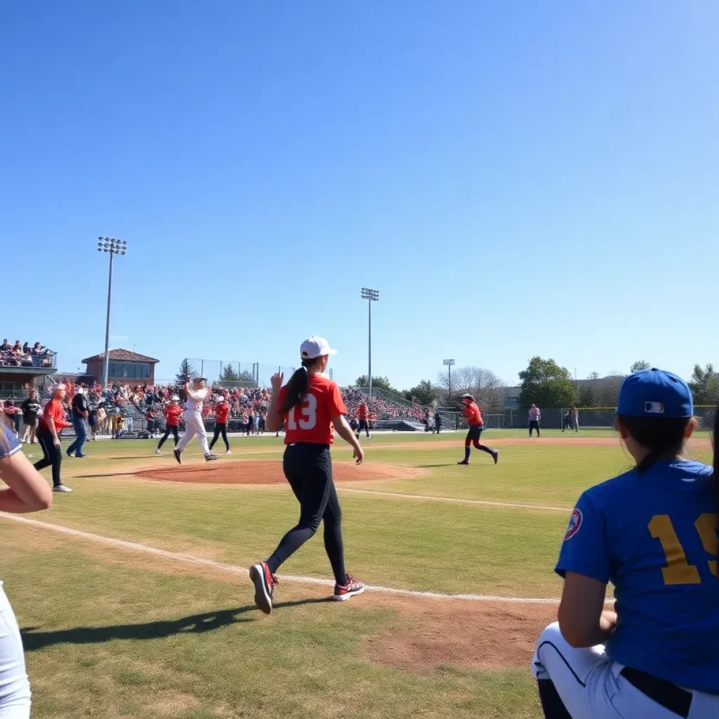 Action from a Nebraska high school softball game