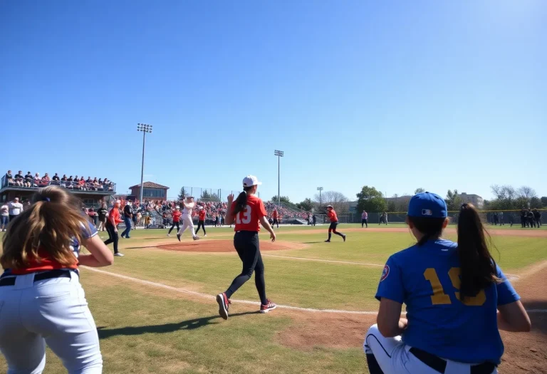 Action from a Nebraska high school softball game
