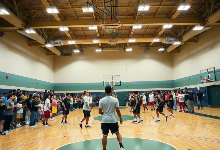 Holly Springs basketball players practicing on the court