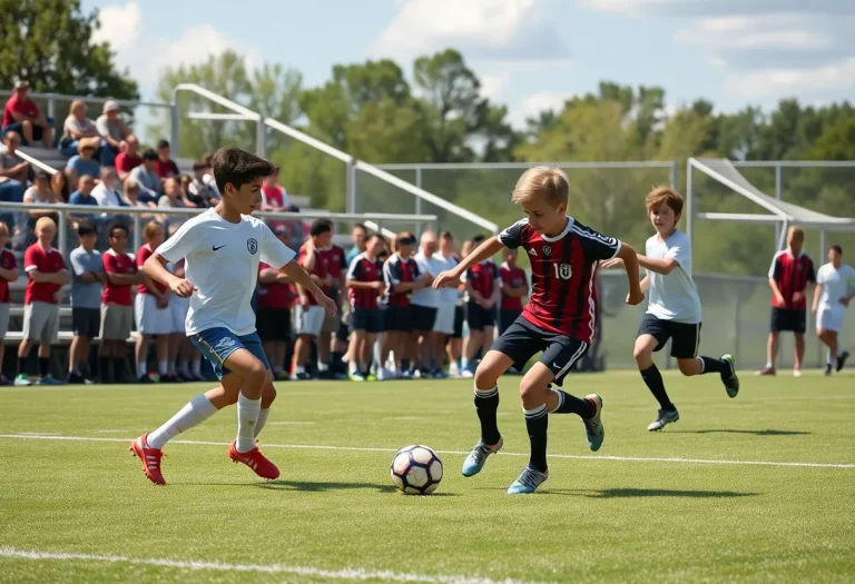 Boys soccer players competing in an IHSAA sectional match