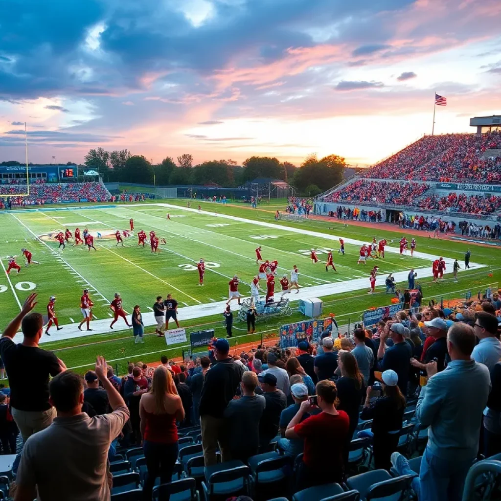 Players in action during an Illinois high school football game.