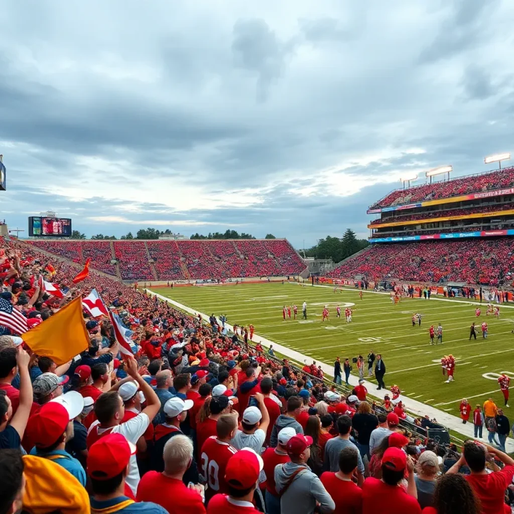 Crowd cheering during Illinois high school football playoffs