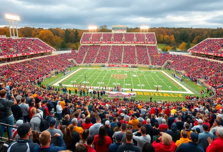 Crowd cheering at an Indiana high school football game