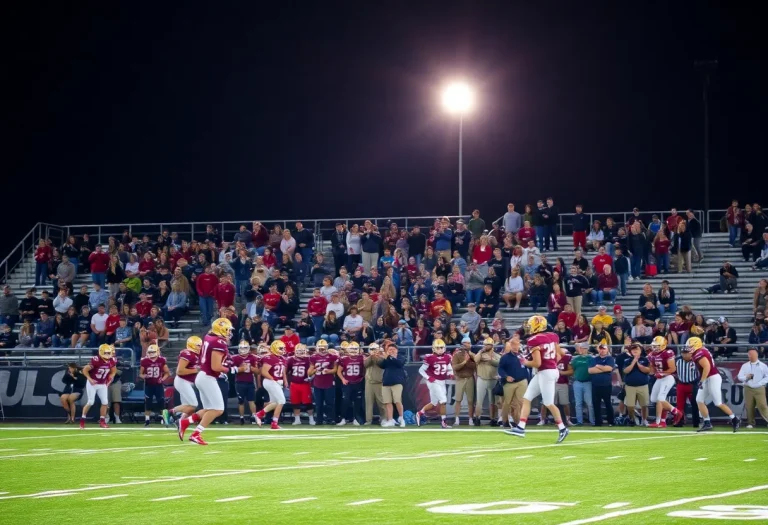 Action shot from a high school football game in Iowa