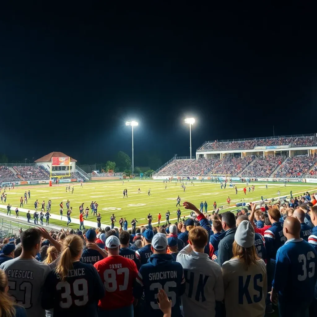 Crowd of fans at a high school football game