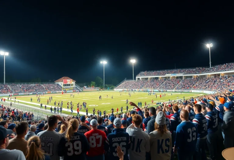 Crowd of fans at a high school football game