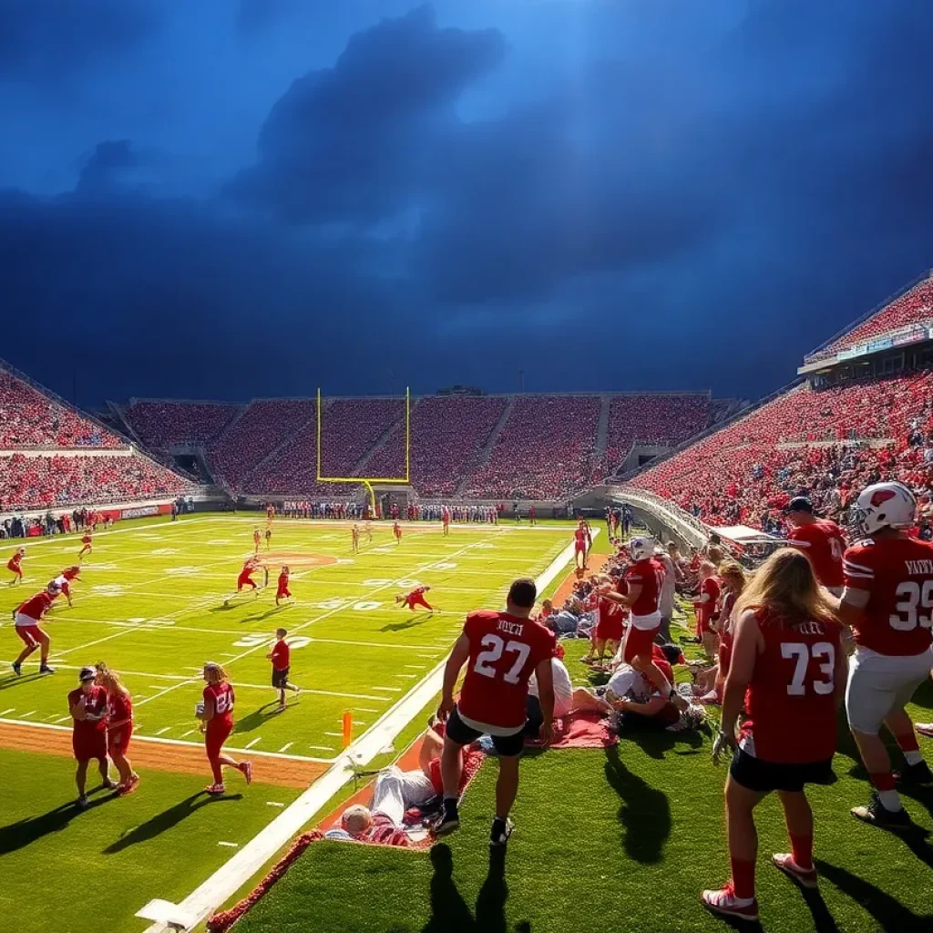 Exciting scene from a high school football game in Iowa